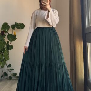 maroon skirt with cream shirt set