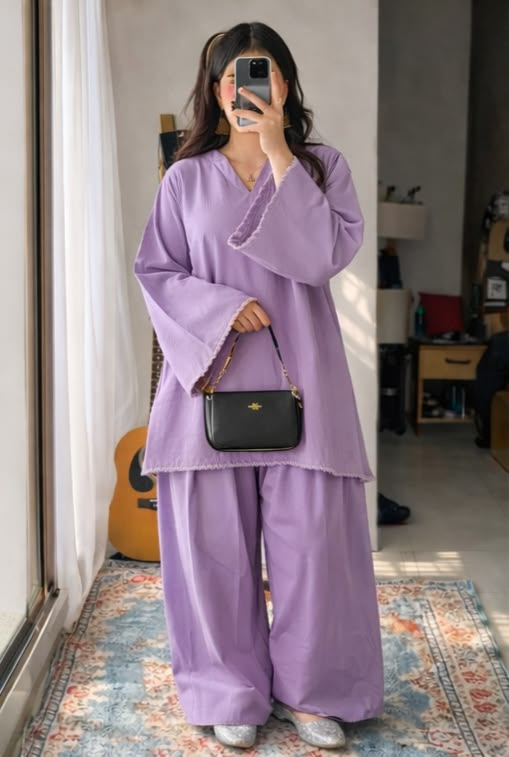 purple oversized kurti with shalwar purple oversized kurti with shalwar