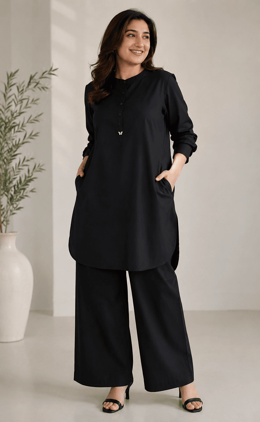 Classic Black Cotton Co-Ord Set – 2 Piece