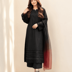 elegant black long shirt with lace detail