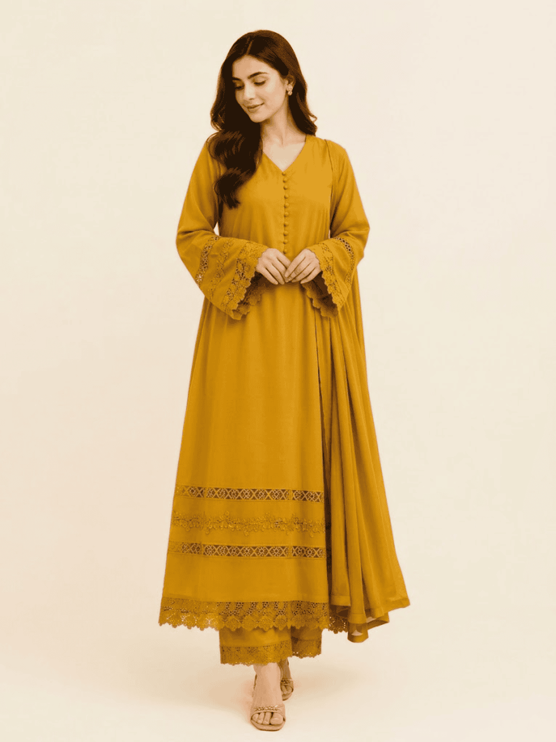 mustard-yellow-lace-detail-long-kurti