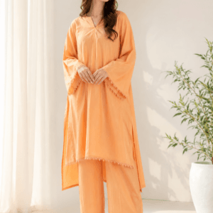 peach lawn co ord set – elegant summer outfit