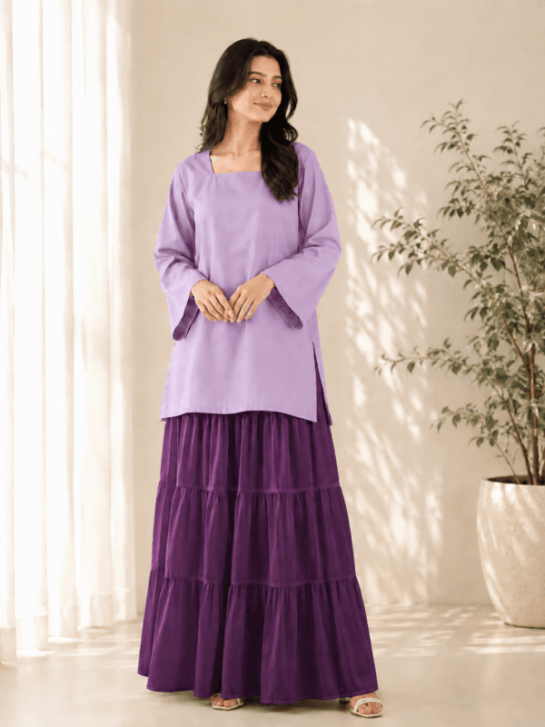 light-purple-kurti-dark-purple-skirt-set
