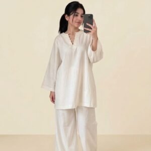 white soft cotton co ord