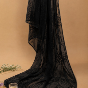 black chiffon embroidered dupatta