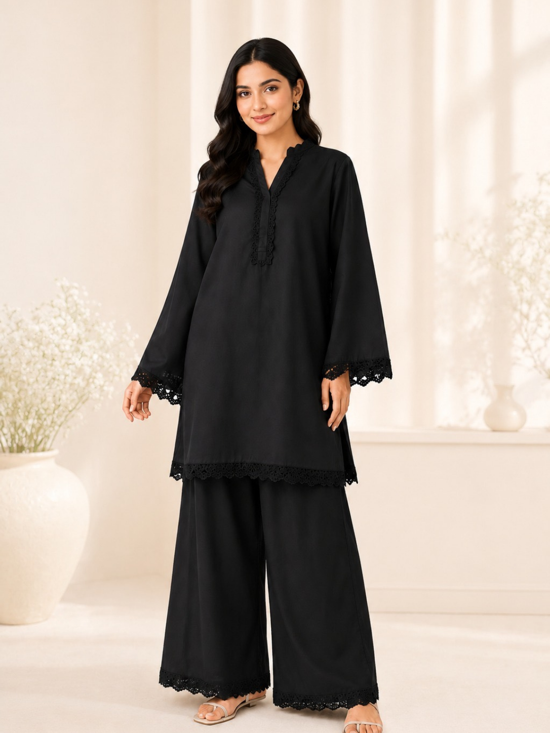 black-collar-lace-co-ord-set