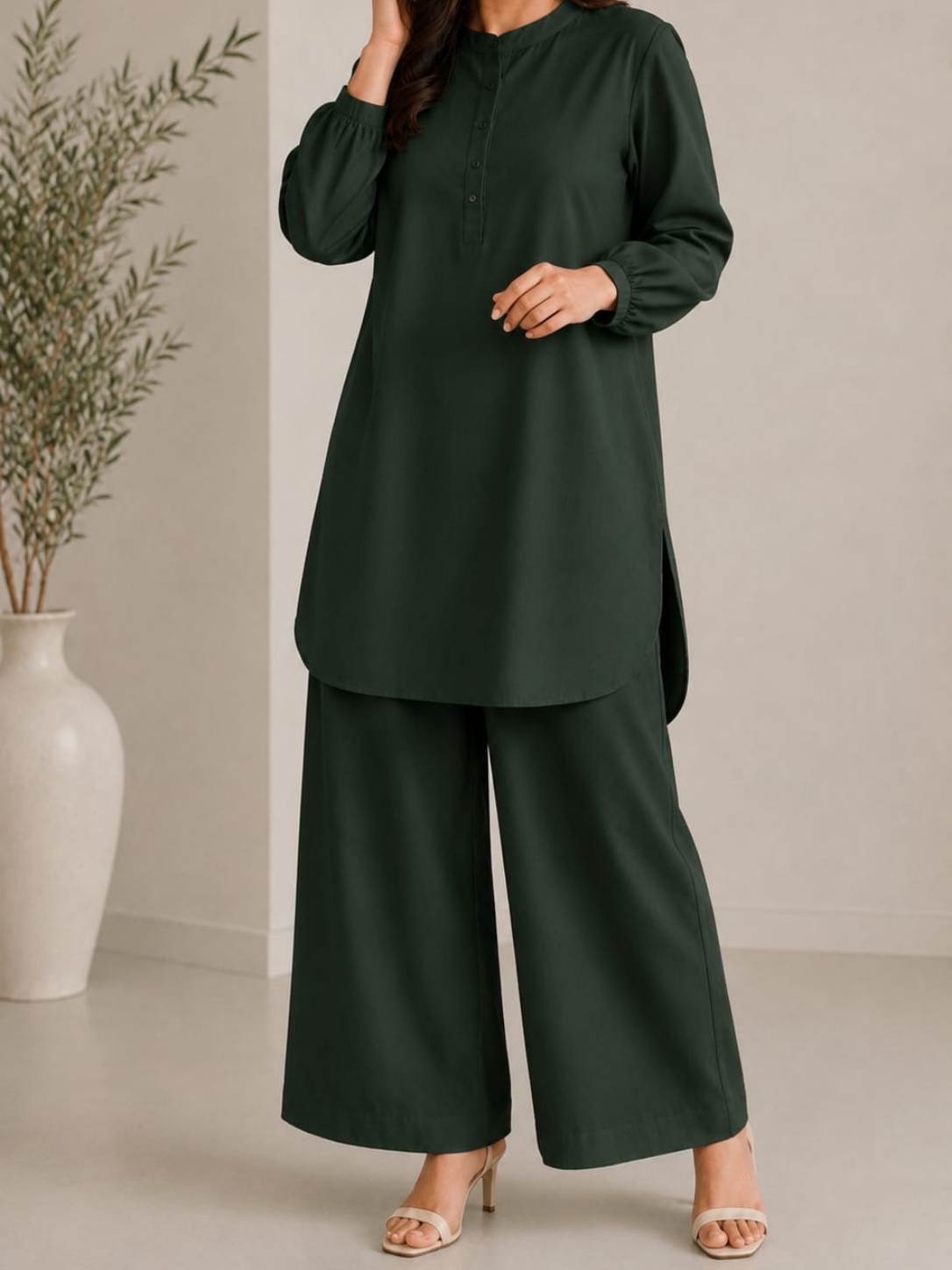 classic dark green cotton co ord set – 2 piece2 classic dark green cotton co ord set – 2 piece2