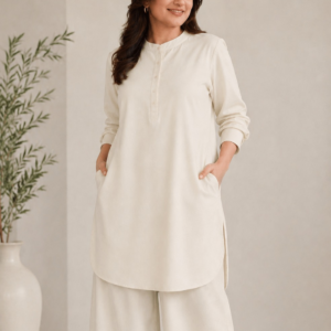 classic off white cotton co ord set – 2 piece1