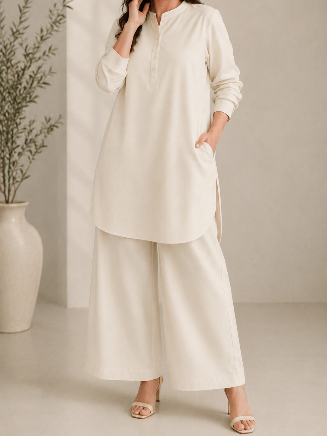 classic off white cotton co ord set – 2 piece2 classic off white cotton co ord set – 2 piece2