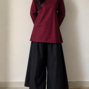 elegant maroon cotton back dori kurta set1