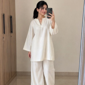 elegant off white soft cotton co ord set1