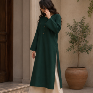 emerald grace – premium dark green kurta set1 (3)