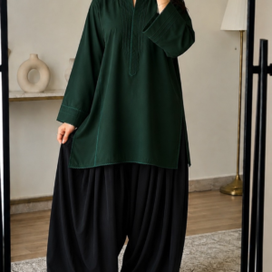 loose collar kurti with black farshi – premium 2 piece outfit2