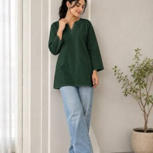v drop neck premium cotton short kurti – azadi sale 2