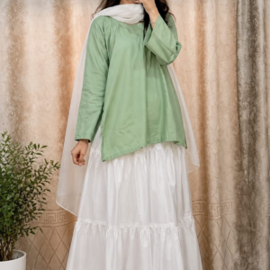 parrot green kurti with off white tiered skirt set2 parrot green kurti with off white tiered skirt set1
