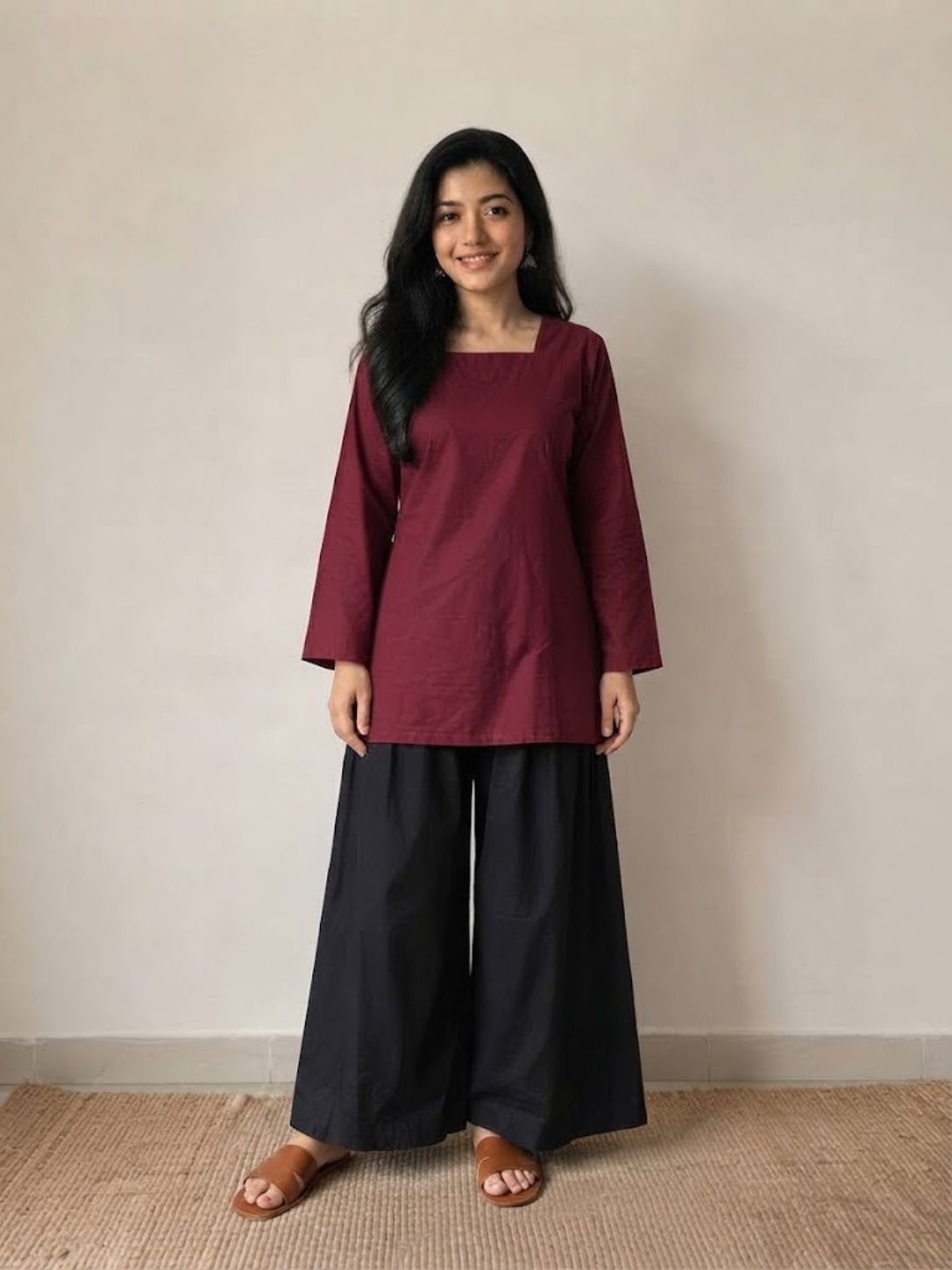 maroon-cotton-back-dori-kurta-set