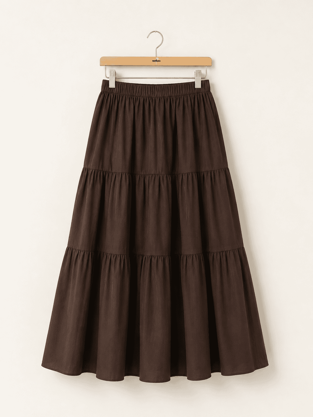 chocolate-brown-cotton-tiered-maxi-skirt