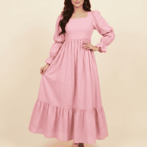 blush bloom – premium pink maxi dress
