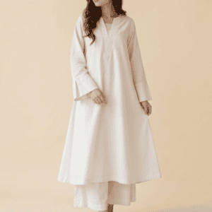 ivory elegance premium off white kurta trouser set main
