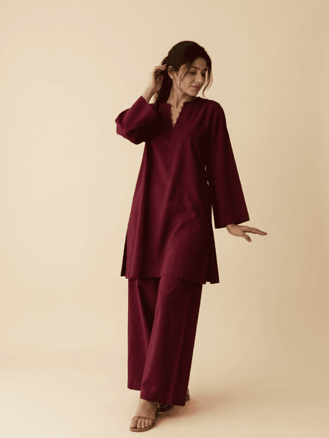maroon cotton co ord set maroon cotton co ord set