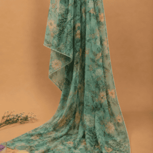 printed tissue dupatta – green floral (1)