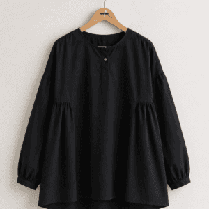 black cotton flared shirt