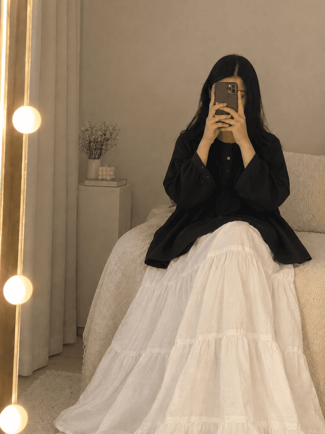 black-cotton-frock-white-tiered-skirt-set