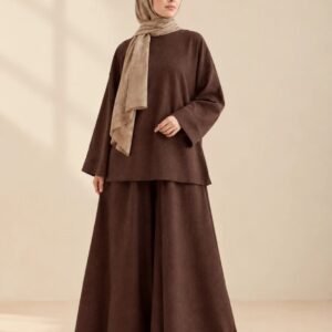 chocolate brown textured georgette co ord set main