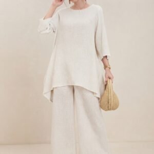off white textured co ord set for women main