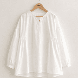 white cotton flared shirt