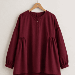 wine maroon cotton flared shirt